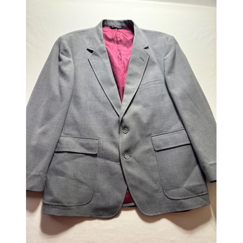 Hardwick Clothes Mens Blazer Gray Burgundy Lining Two Button Sport Coat USA Made